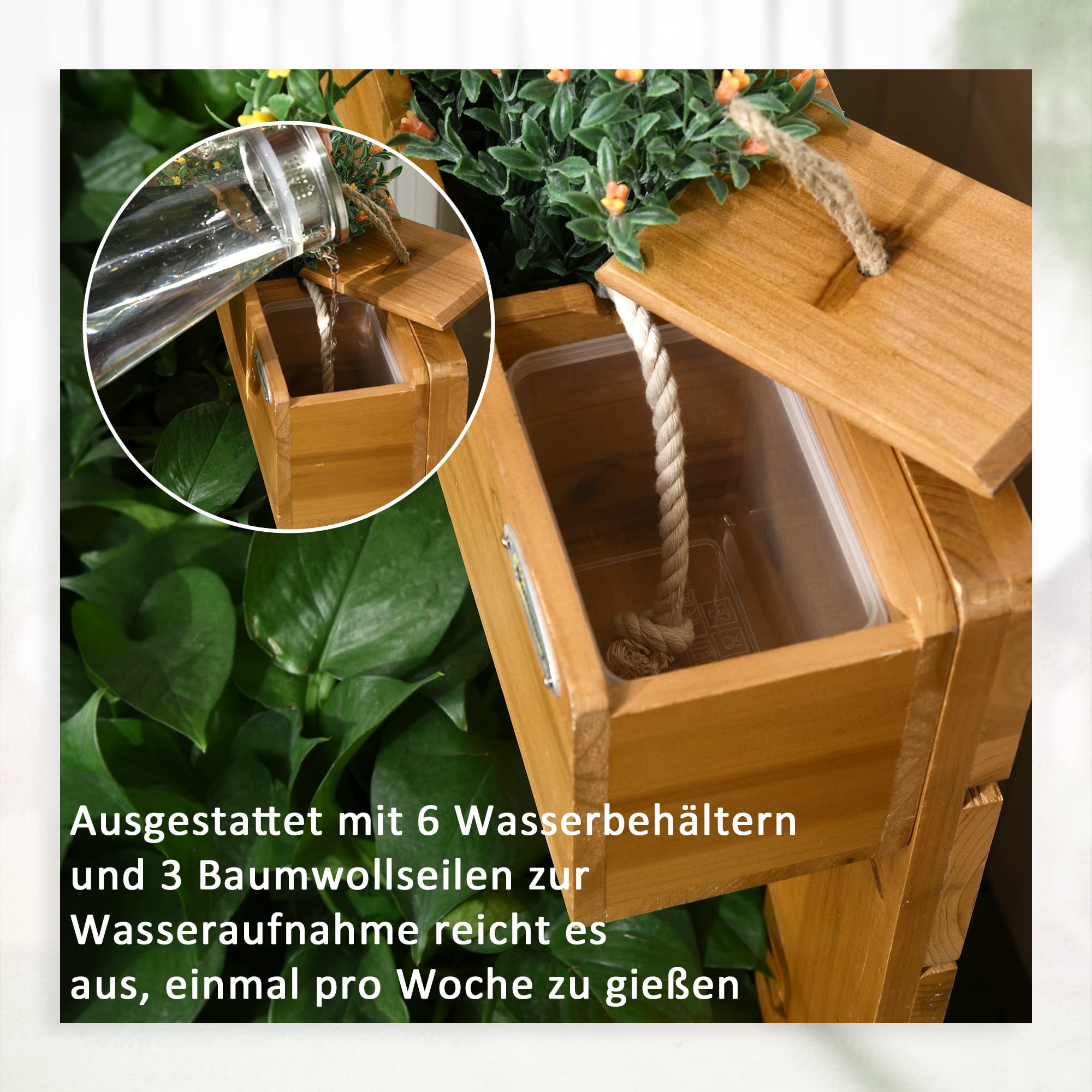 Outsunny Hochbeet Holz mit Selbstbewässerungssystem 79,5x49,5x80cm | Pflanzbeet, Frühbeet, Gartenbeet, Blumenkasten, Pflanzkasten, Pflanzkübel für Blumen, Pflanzen, Obst, Gemüse