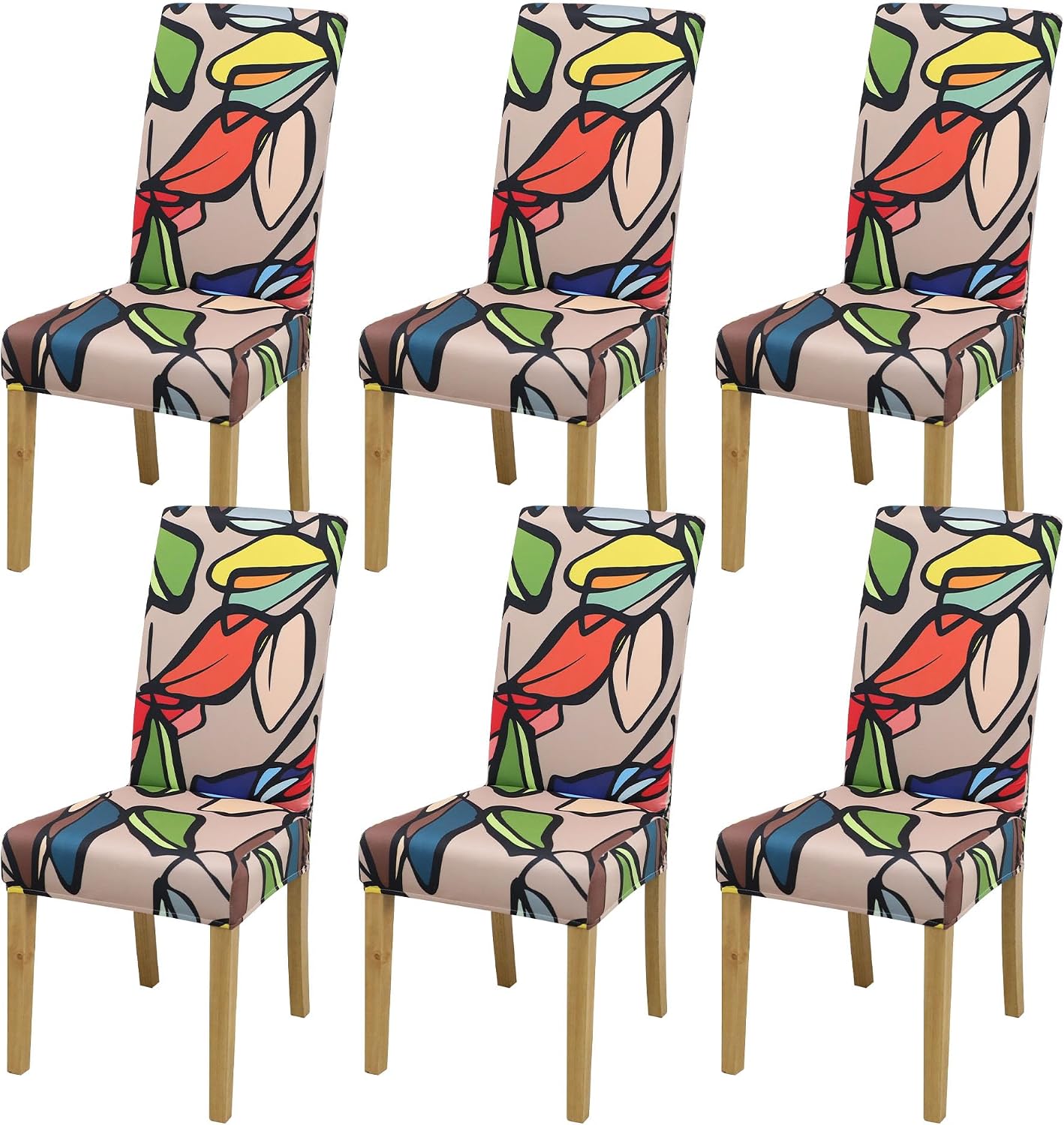 Chair Covers, Dining Chair Protectors, Stretch Dining Chair Cover, Washable Kitchen Parsons Chair Covers, Removable Suitable for Kitchen Restaurant Decor(4PCS)