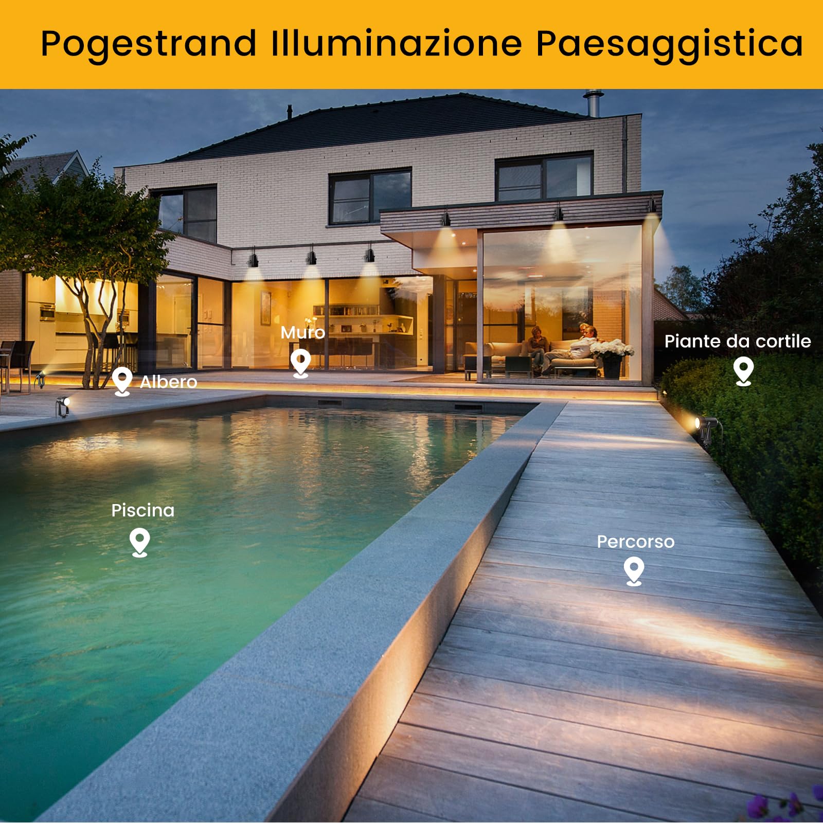 LED Gartenbeleuchtung 32M 105FT 10er Set 2000LM 2Wx10 Gartenstrahler 27V COB IP65 Wasserdichter Strahler Warmweiß