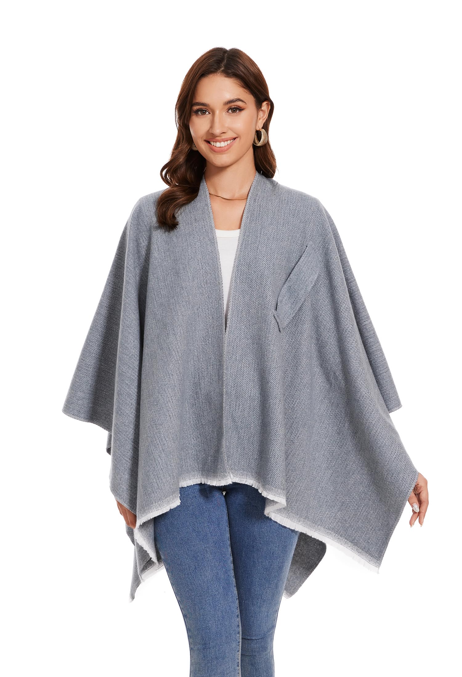 colornival Elegante Mantella da Donna con Fronte Aperto Poncho Morbido, Adatto per Primavera, Autunno e Inverno