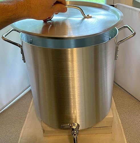 Miniatura 9 de Olla de aluminio de 10 cuartos de galón con boquilla de espita + tapa de tapa Hervidor resistente de 2.5 galones con grifo de válvula de drenaje de