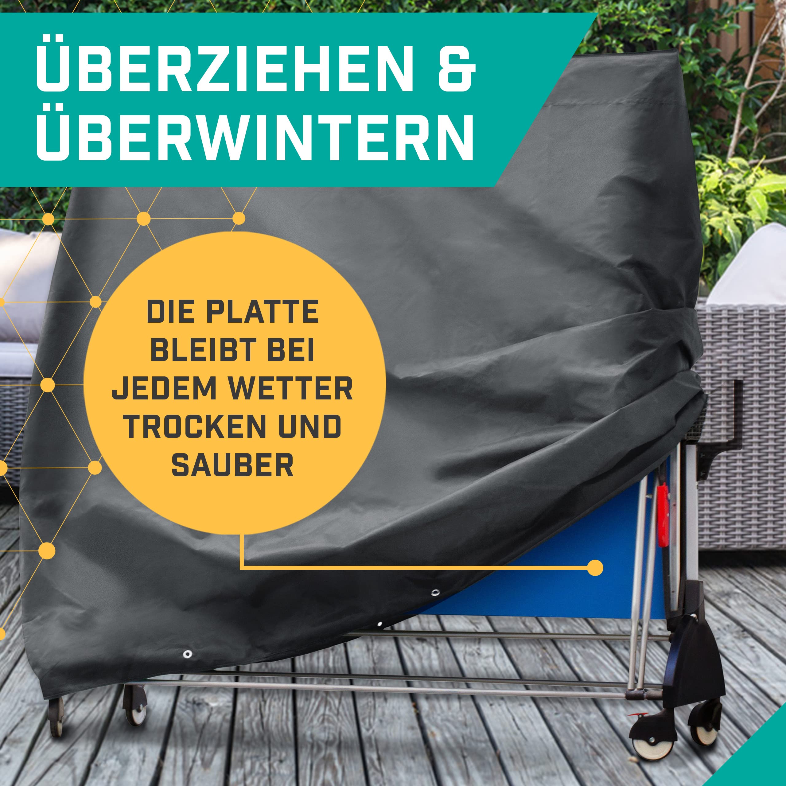 Housse pour Table de Ping Pong - Bâche de Protection Anti-UV et Intempéries en Tissu Oxford - Gris Anthracite