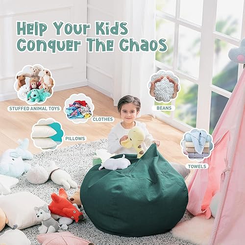 Miniatura 21 de Nobildonna - Funda para silla de puf (relleno sin relleno) de nido de pájaro para niños y adultos. Puf extra grande para almacenamiento de animales