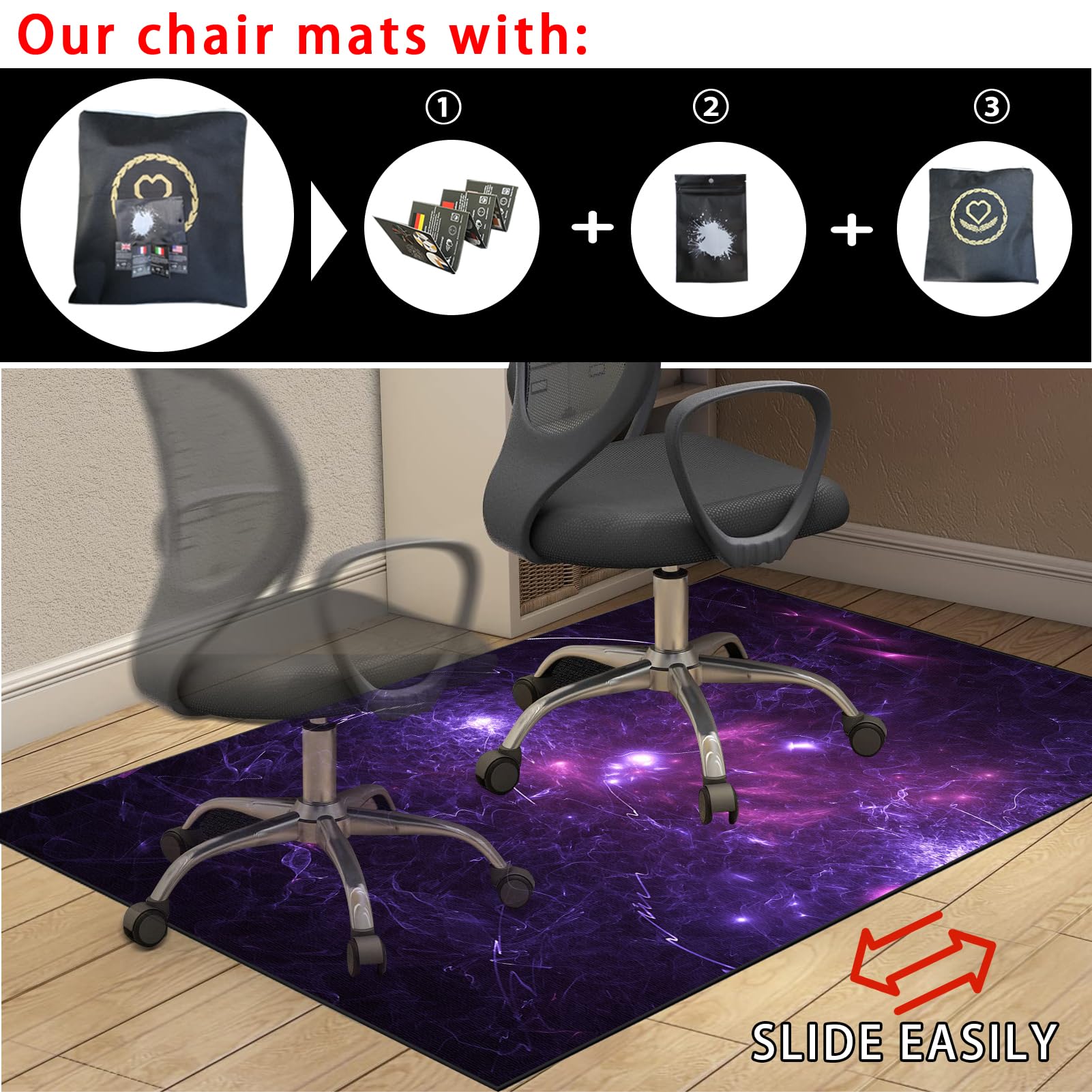 90 x 120 cm Teppich-Stuhlmatte, Bodenschutzmatte für Hartböden, Gaming Teppich Stuhlunterlage, Schreibtischstuhl Unterlage für Laminat, Bürostuhl Matte für Bodenschutz, Bürostuhlunterlage Teppich