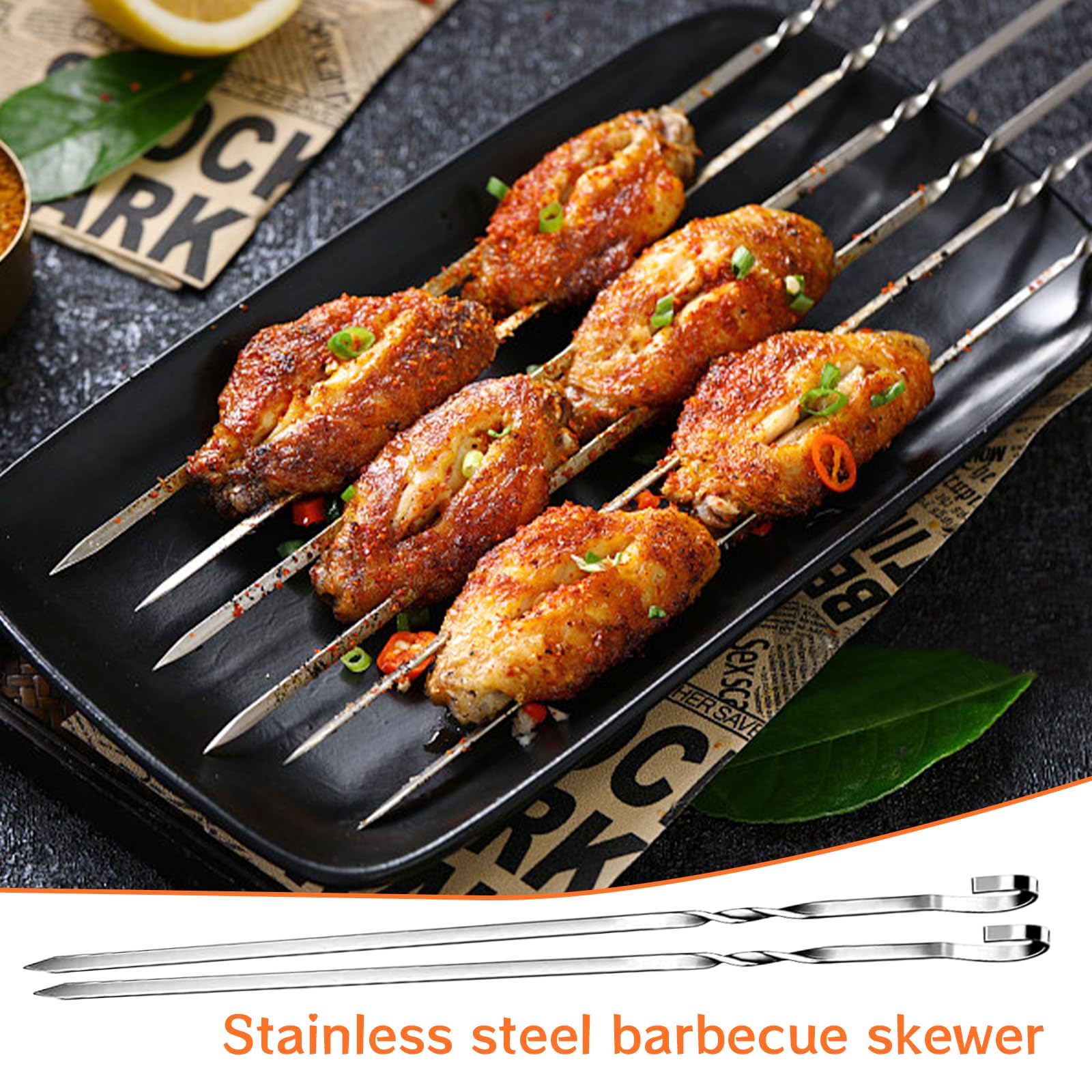 HK16103-Brochettes de Barbecue en acier inoxydable. ensemble de fourchettes à Shish Kebab