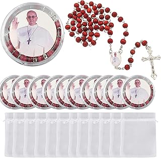 12 PCS Pope Francis Devotional Wood Scented Rosary - Religious Event/Memorial Favor Catholic Rosary Beads