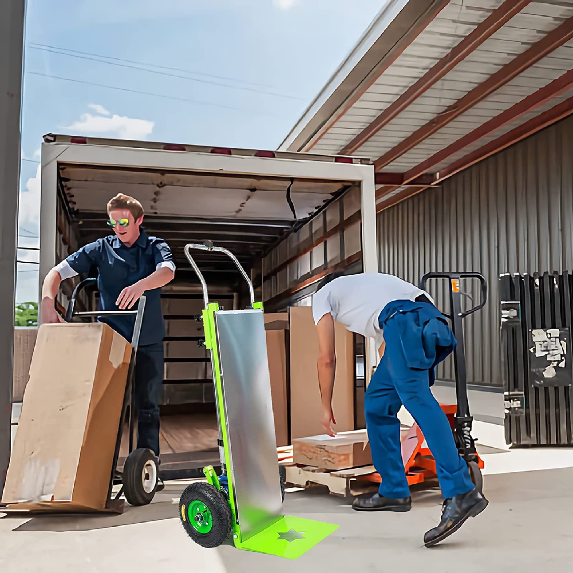 FAXIOAWA Carrelli a Mano elettrici per Arrampicata su Scale Dolly 660lbs Scalatore Industriale Alimentato con Manico telescopico per mobili in movimento/48V/850W/19AH