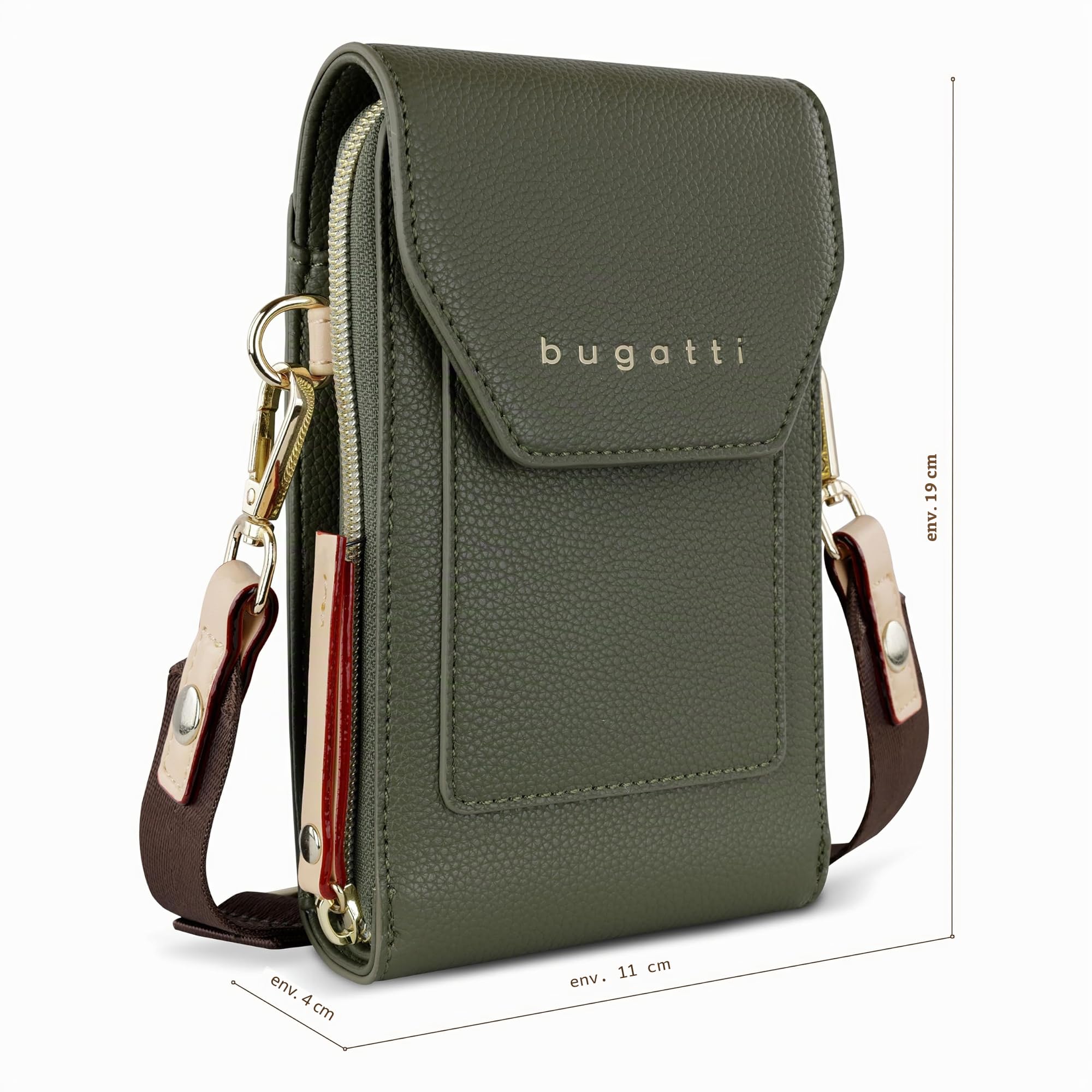 bugatti Ella Portefeuille pour femme à bandoulière avec compartiment pour smartphone, portefeuille en similicuir