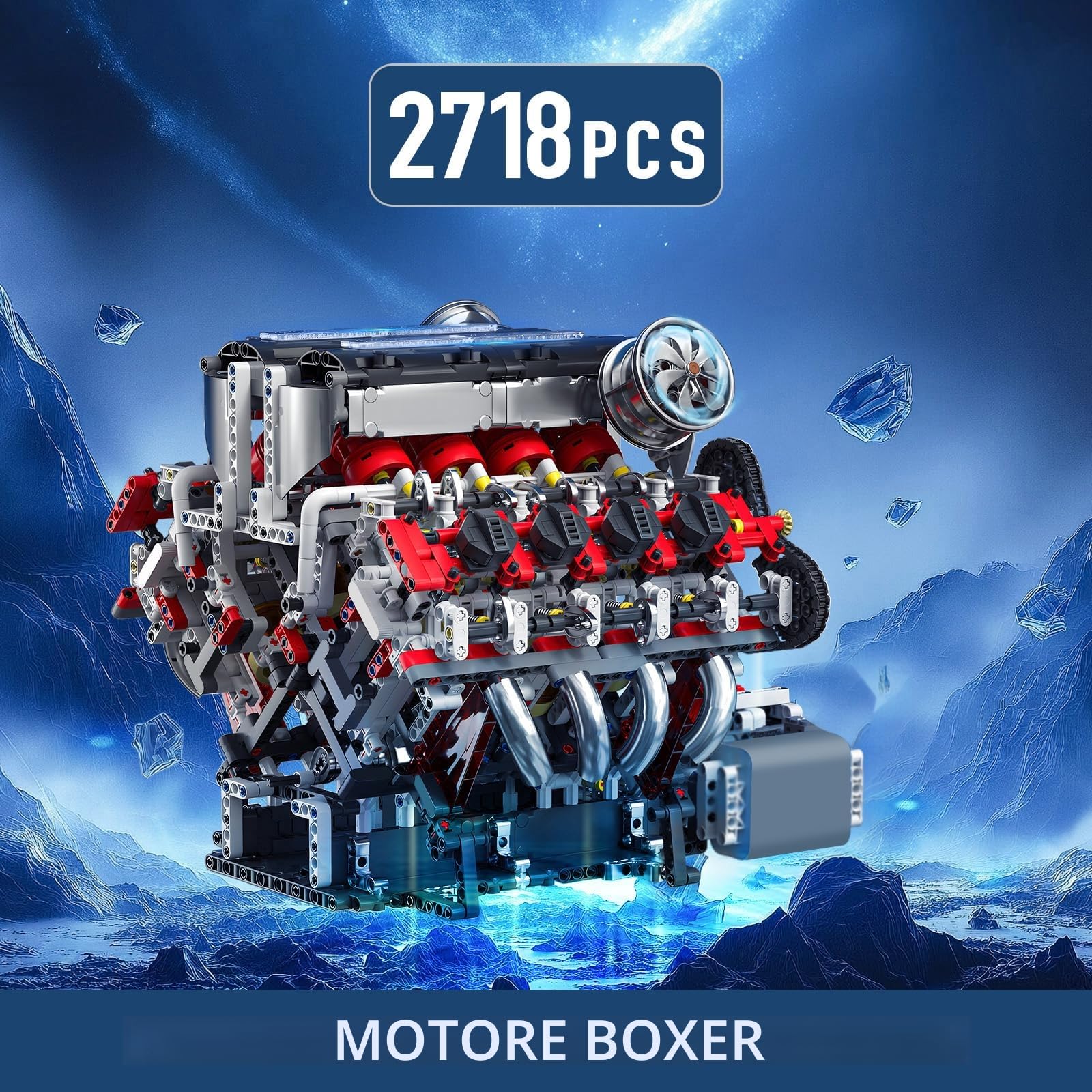 Mould King 10130 Kit di Costruzione Motore V8 F488 - Modello di Blocchi di Serraggio Con Motore Funzionale per Adulti (2718 Pezzi)