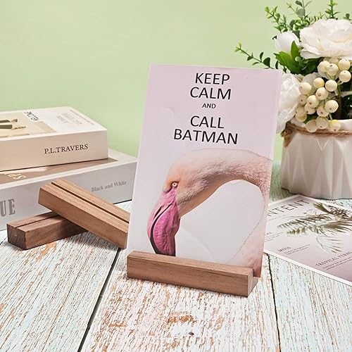 Miniatura 7 de WILLOWDALE 6 soportes para tarjetas de mesa de nogal para mesa, soportes acrílicos de números de mesa para recepción de boda, soporte de números de