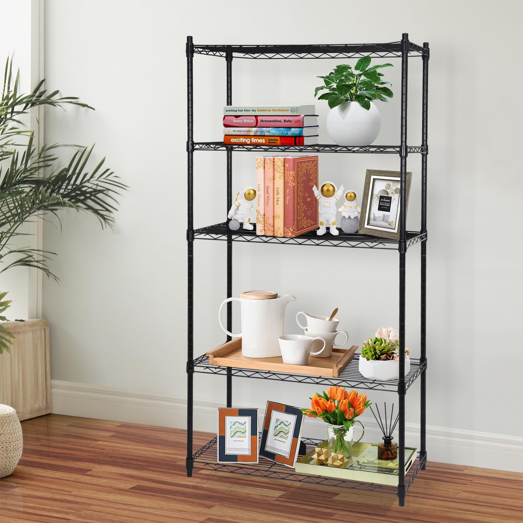 ZenStyle 5-Shelf Adjustable Storage Shelving Unit Heavy Duty Steel Organizer Wire Rack, Storage Rack with Leveling Feet for Kitchen Office Garage, 30