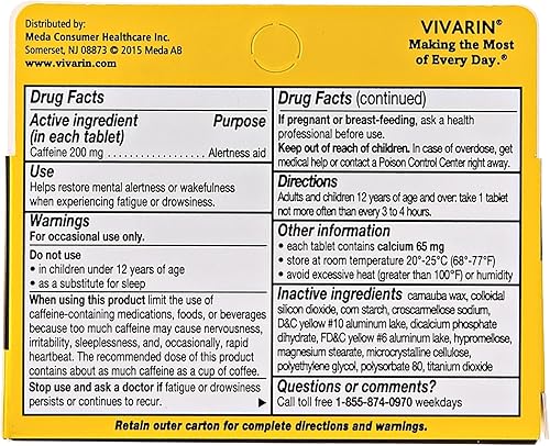 Miniatura 6 de Vivarin Ayuda para el estado de alerta con cafeína, tabletas de 40 ea (paquete de 6)