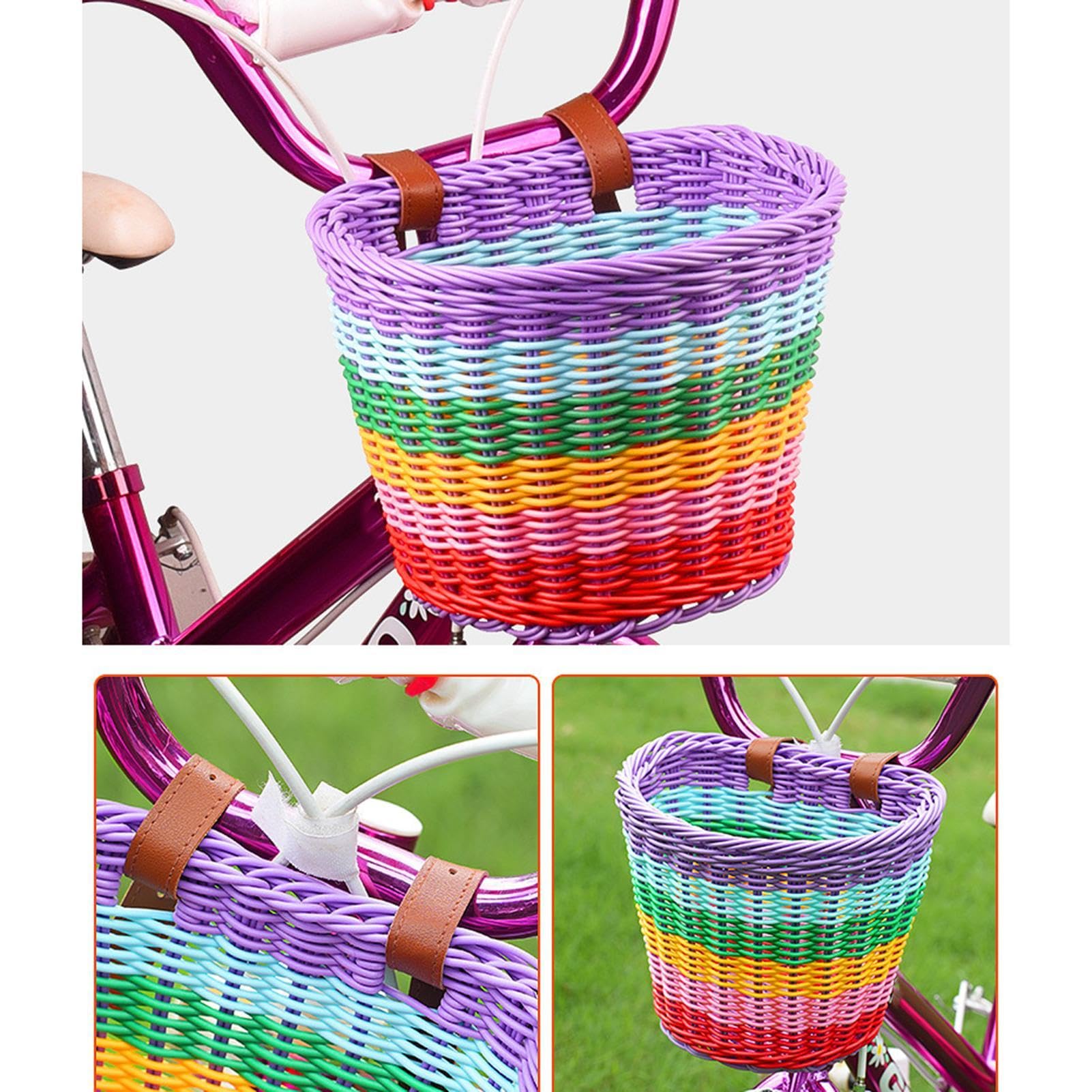 ⭐️Jhemaoi 子ども自転車用 手編みかご バスケット ベル ピンク キッズ ⭐️Jhemaoi 子ども自転車用 手編みかご バスケット ベル ピンク