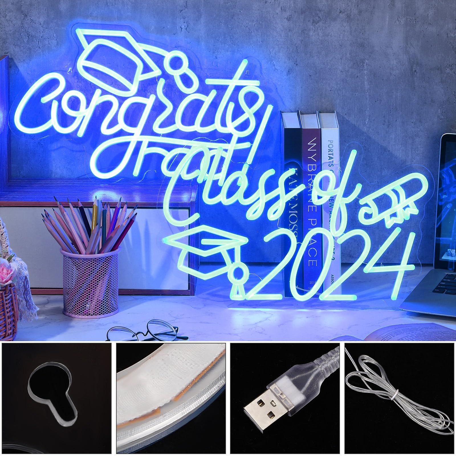 Led Screen Graduates Snapklik.com : 2 Pcs Congrats Grad Neon Sign 16.5 X 10.2 Inch ...