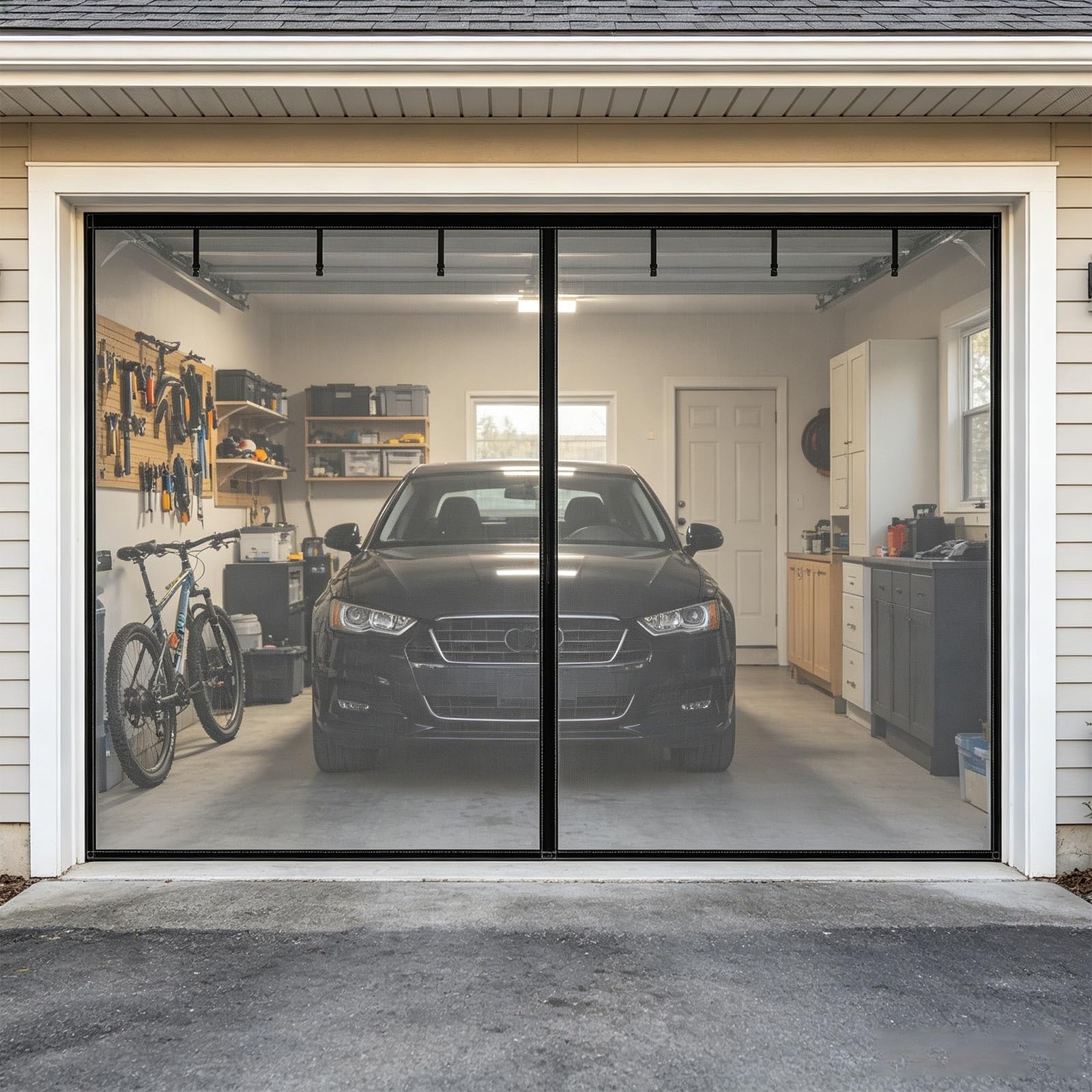 Moustiquaire garage magnétique 275x183 rideau filet pour baie vitrée patio