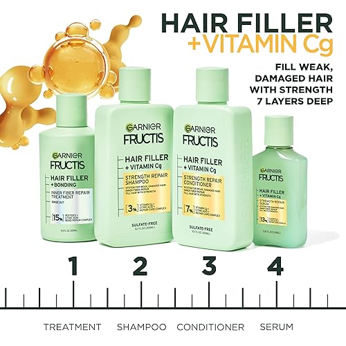 Miniatura 5 de Garnier Fructis Hair Filler Strength Repair Shampoo con vitamina Cg, 10.1 onzas líquidas, 1 unidad