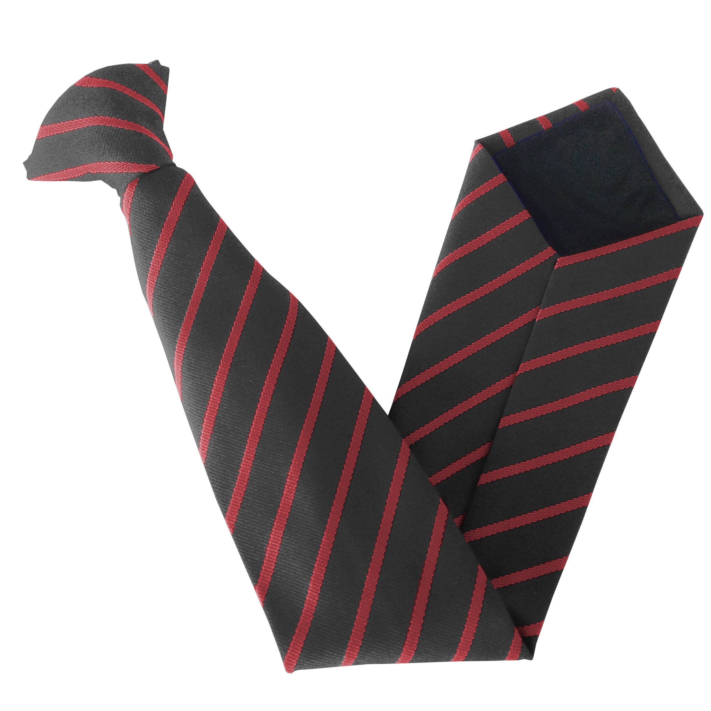 Great British Tie Club Clip On School Ties (21 Single Striped Variations) (14 inch clip on (Junior School), Black & Red)
