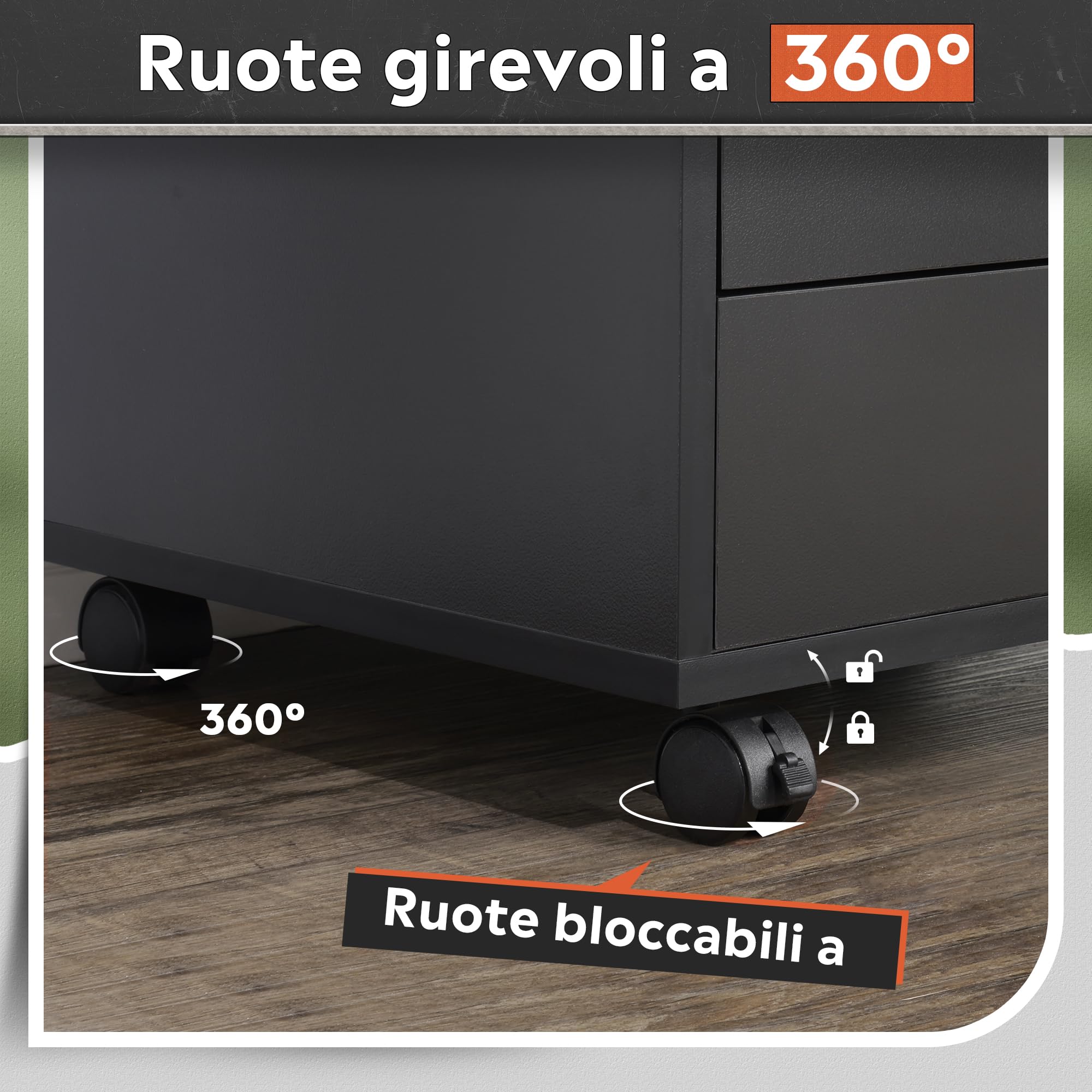 DEVAISE Archivio a 5 Cassetti, Mobile Sottoscrivania in Legno per Documenti A4/Letter/Legal, Nero
