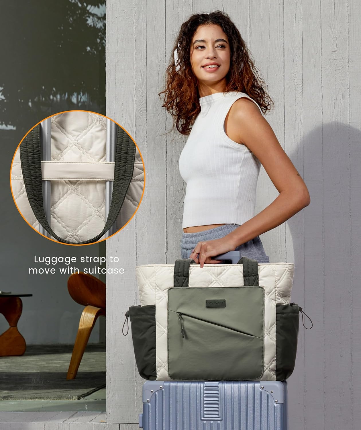 LOVEVOOK Tote Bag for Women, puffer tote bag for Work Travel Nurse, Lightweight quilted Bags with Compartments - Image 7