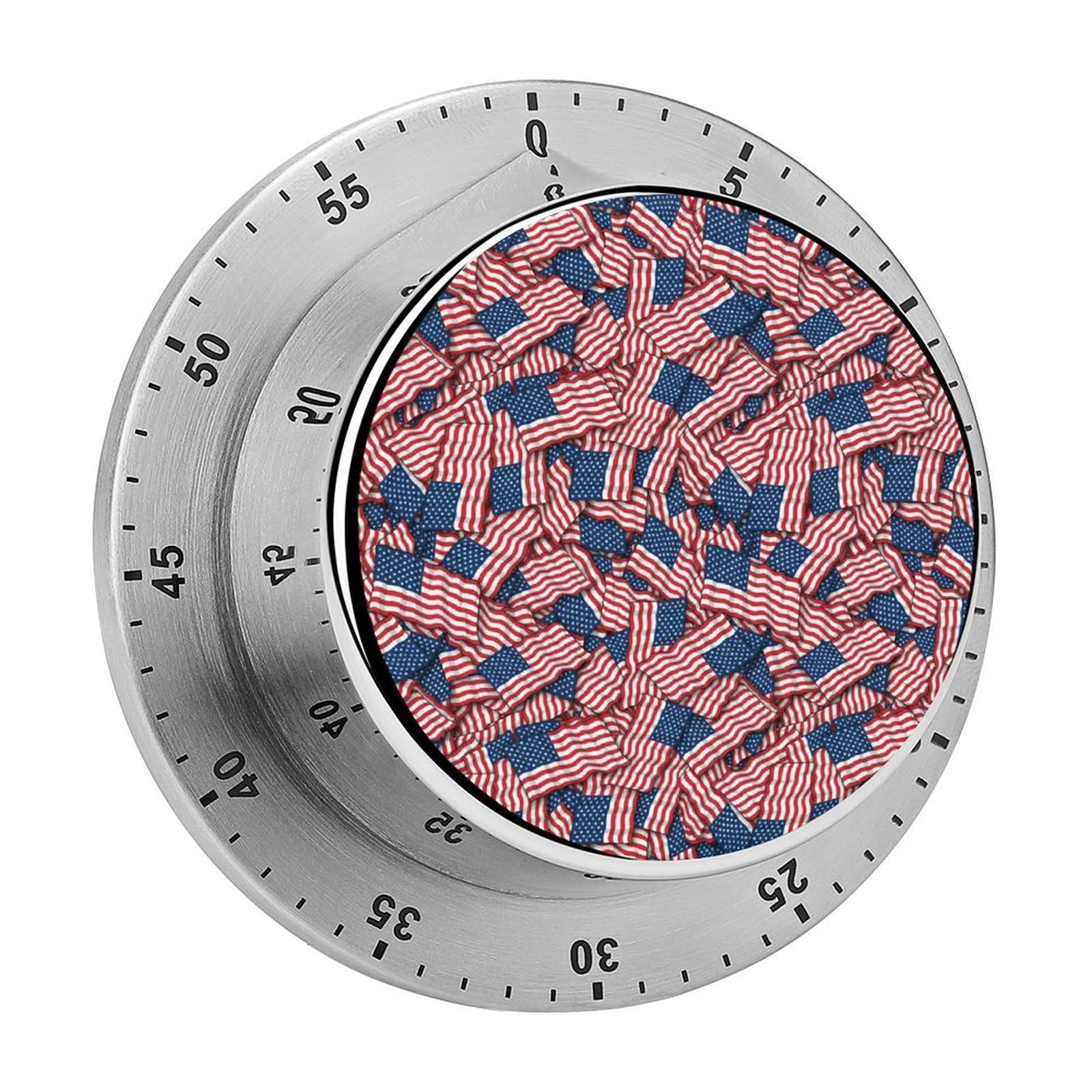 Patriotic American Flag USA Lover Circular Rotating Timer, Suitable for Kitchen and Bedroom