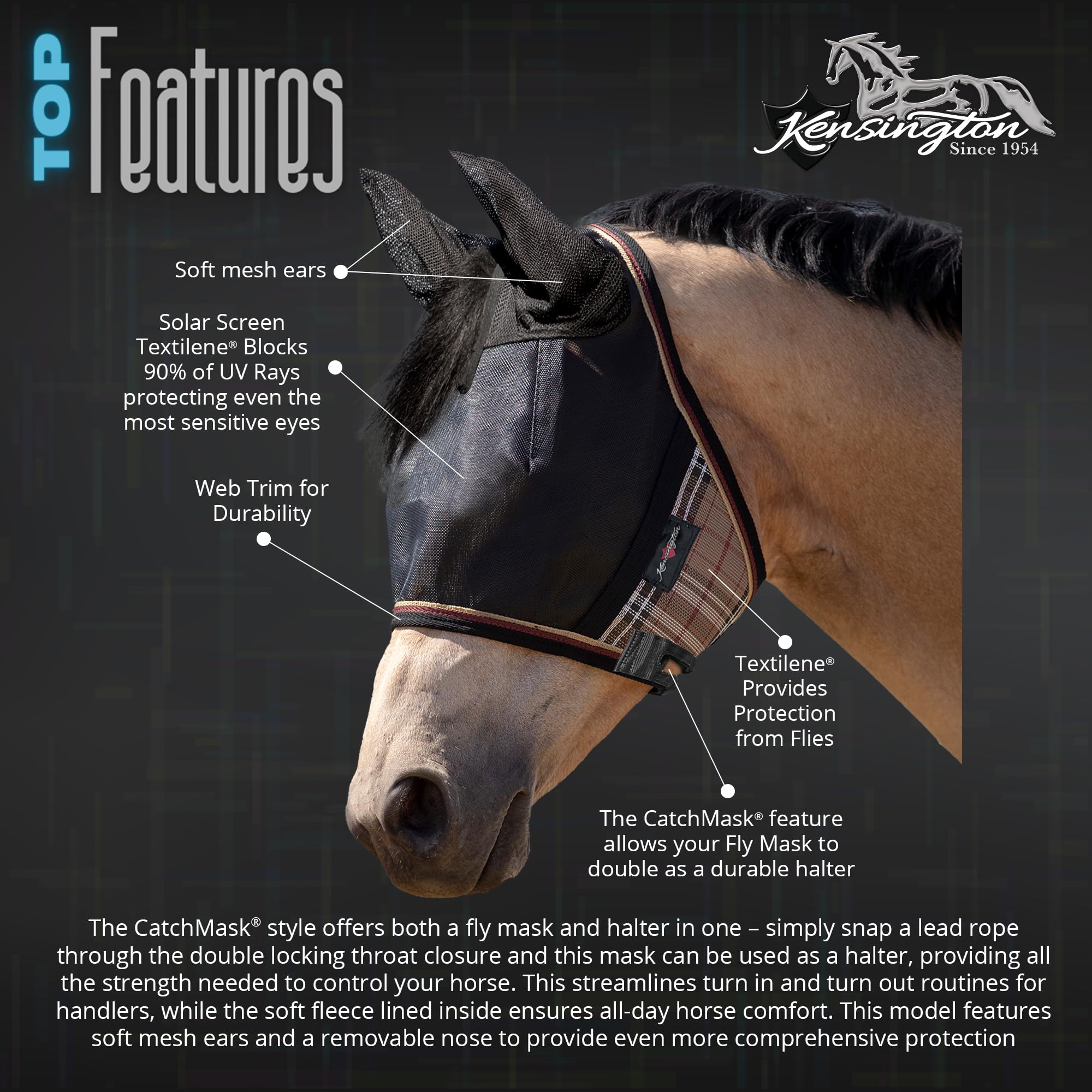 Kensington Kensington UV CatchMask w/Ears & Forelock Opening Size: L-Avg Color: 121 Deluxe Black