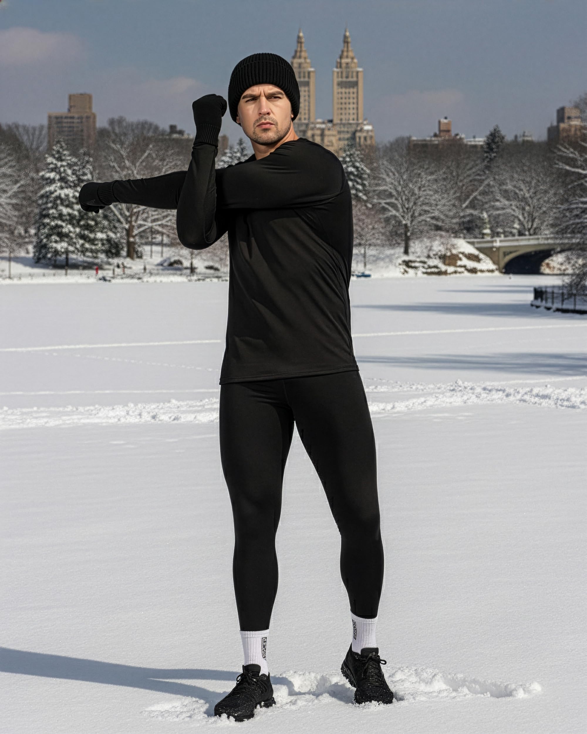 DRSKIN Thermo-Kompressionshose für Herren, mit Fleece gefüttert, Unterwäsche, Sport, Athletik, Workout, Winter, 3 oder 2 Stück