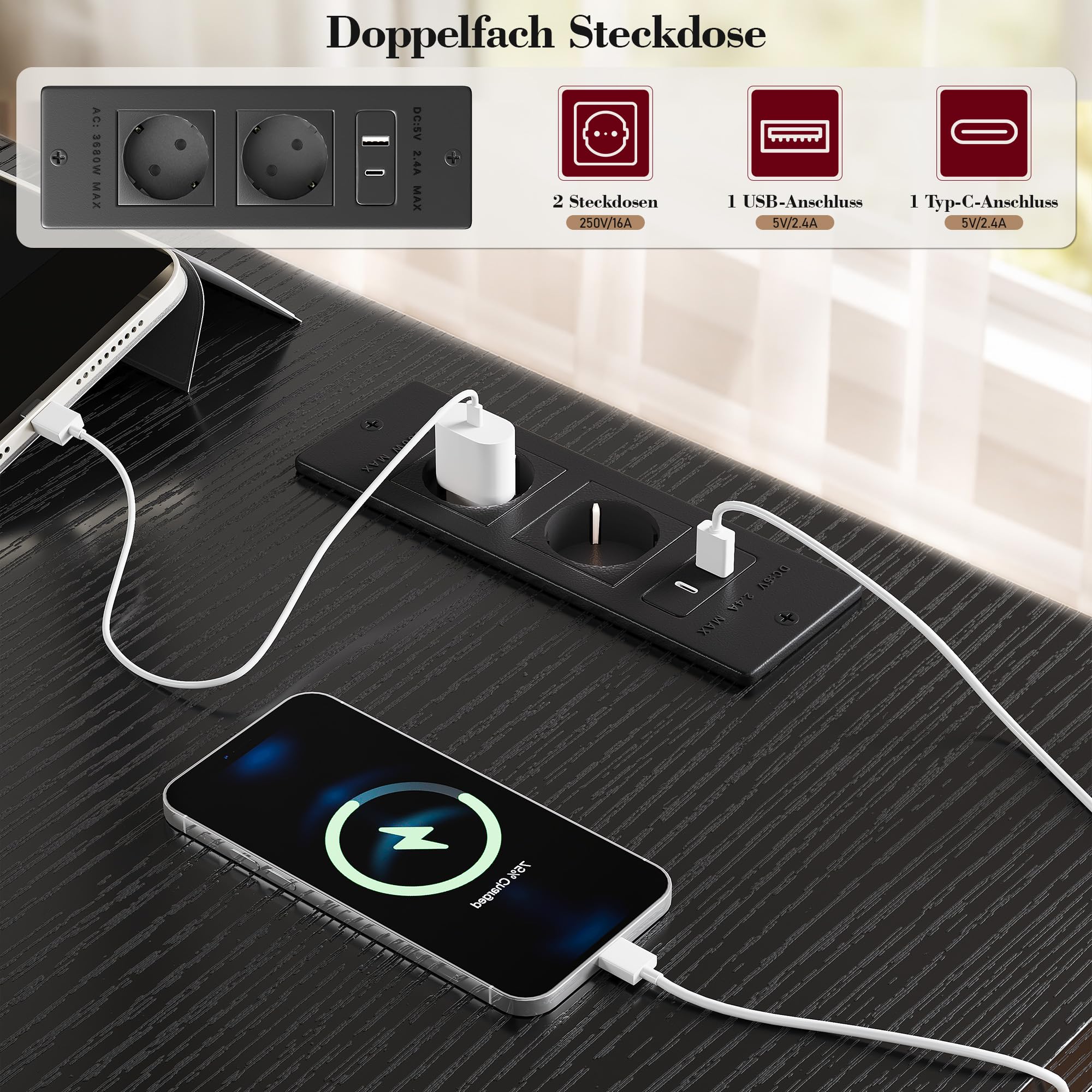 160 × 100cm Eckschreibtisch mit Stauraum und LED | U Form Gaming Tisch mit 2 Schubladen, 6 Regal, Monitorhalterung, Steckdosen, Reversibel, für Homeoffice, Gaming, Schwarz