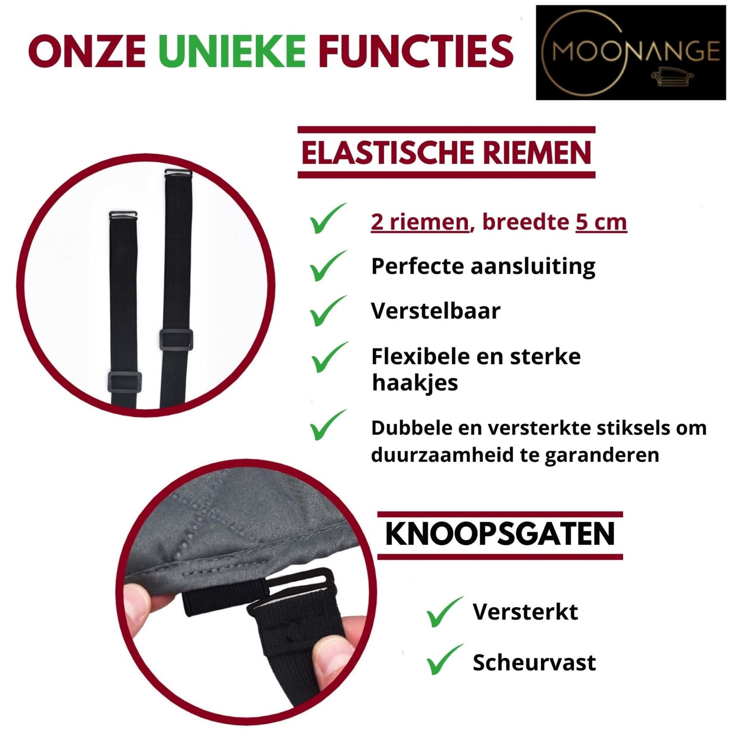 Moonange - 3-zits bankhoes - Bankhoes met armleuningen - Zitting 165 cm - Waterdicht - Omkeerbaar - Antislip - Vlekbestendig - Anti-kras - Anti-bont - Moderne bankhoes - Grijs