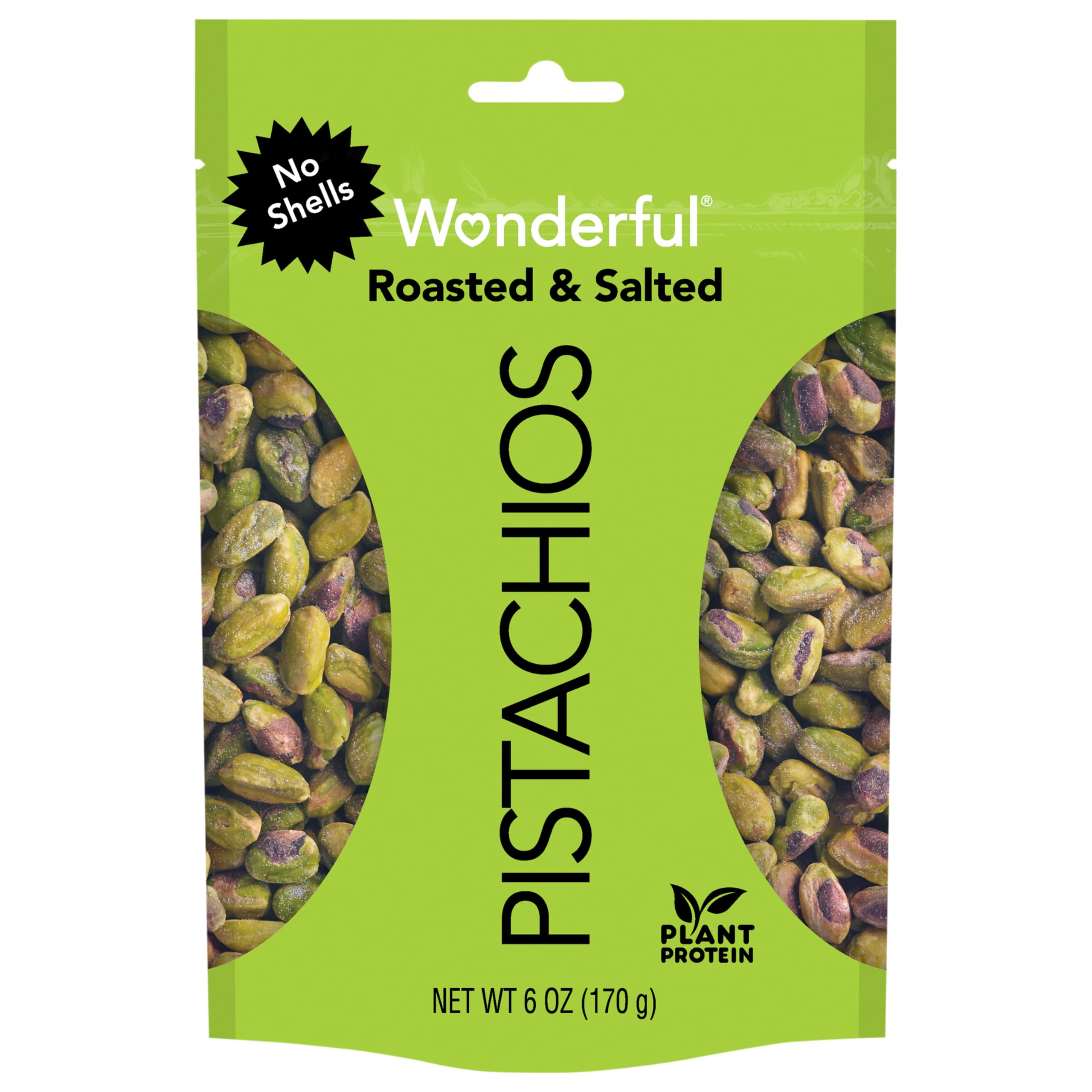 Wonderful Pistachios, No-Shell, Roasted and Salted, 6 Oz