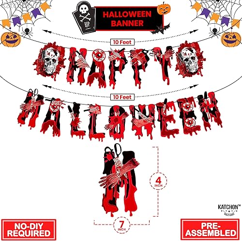 Miniatura 2 de KatchOn, Cartel de feliz Halloween para el manto  Grande de 10 pies, sin bricolaje  Cartel de feliz Halloween para decoraciones de Halloween