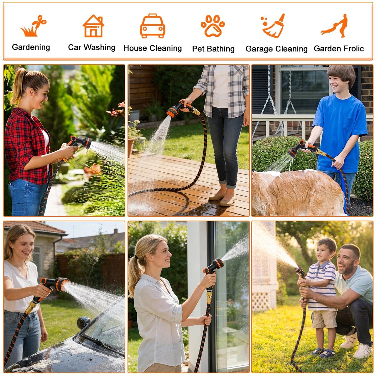 Tuyau d'Arrosage Extensible 30M/100Ft, Tuyau de Jardin Flexible Retractable avec 10 Modes d'Arrosage, Convient aux Robinets de 1/2" et 3/4" Raccords, pour Irrigation, Nettoyage, Lavage de Voiture
