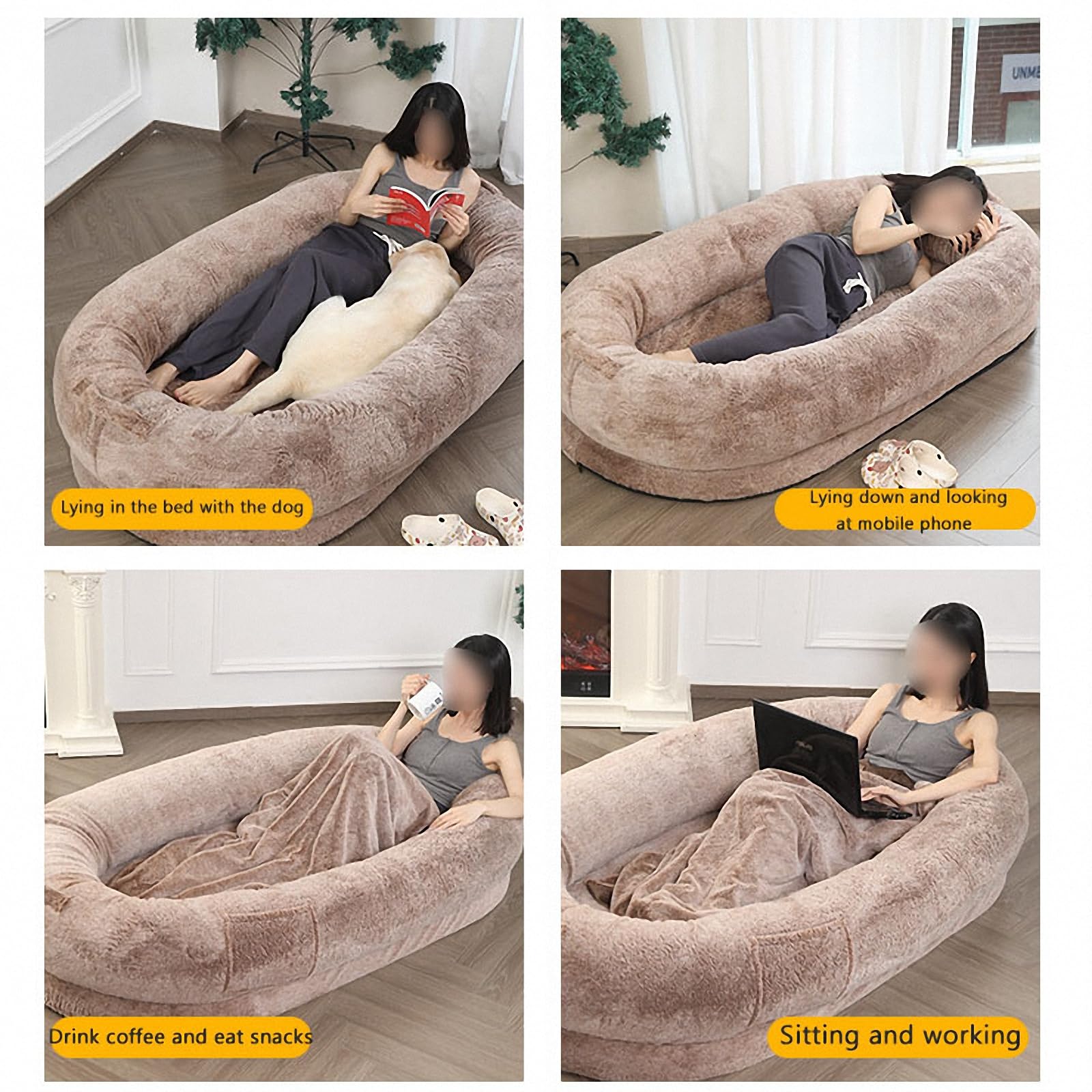 Amazon.co.jp: AXTMR 人間サイズの犬用ベッド、フェイクファーの大人用