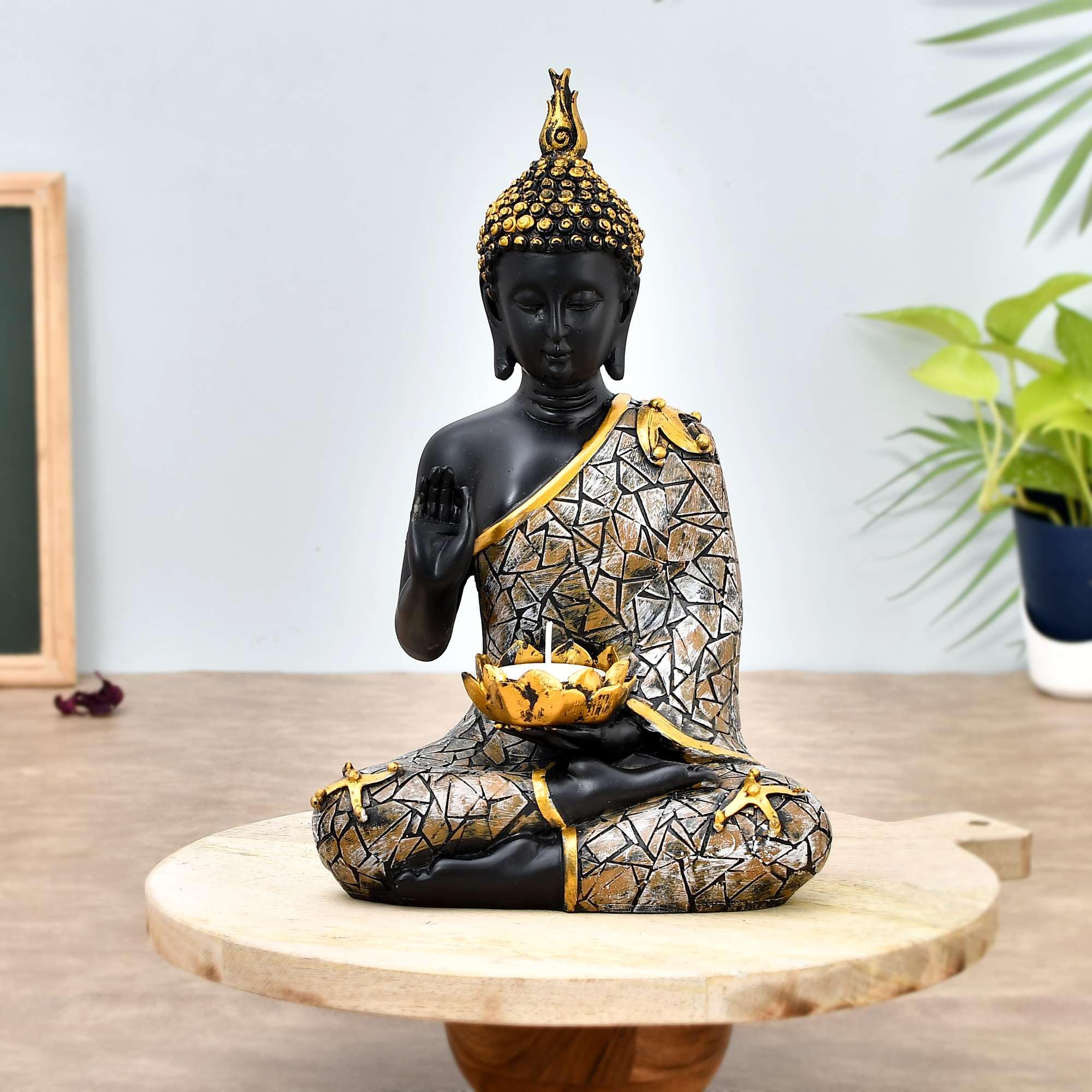 MINICRA Beautiful Sitting Buddha Idol Statue for Home & Garden Living Room | Healing Spirit Blessing Buddha Statue 03