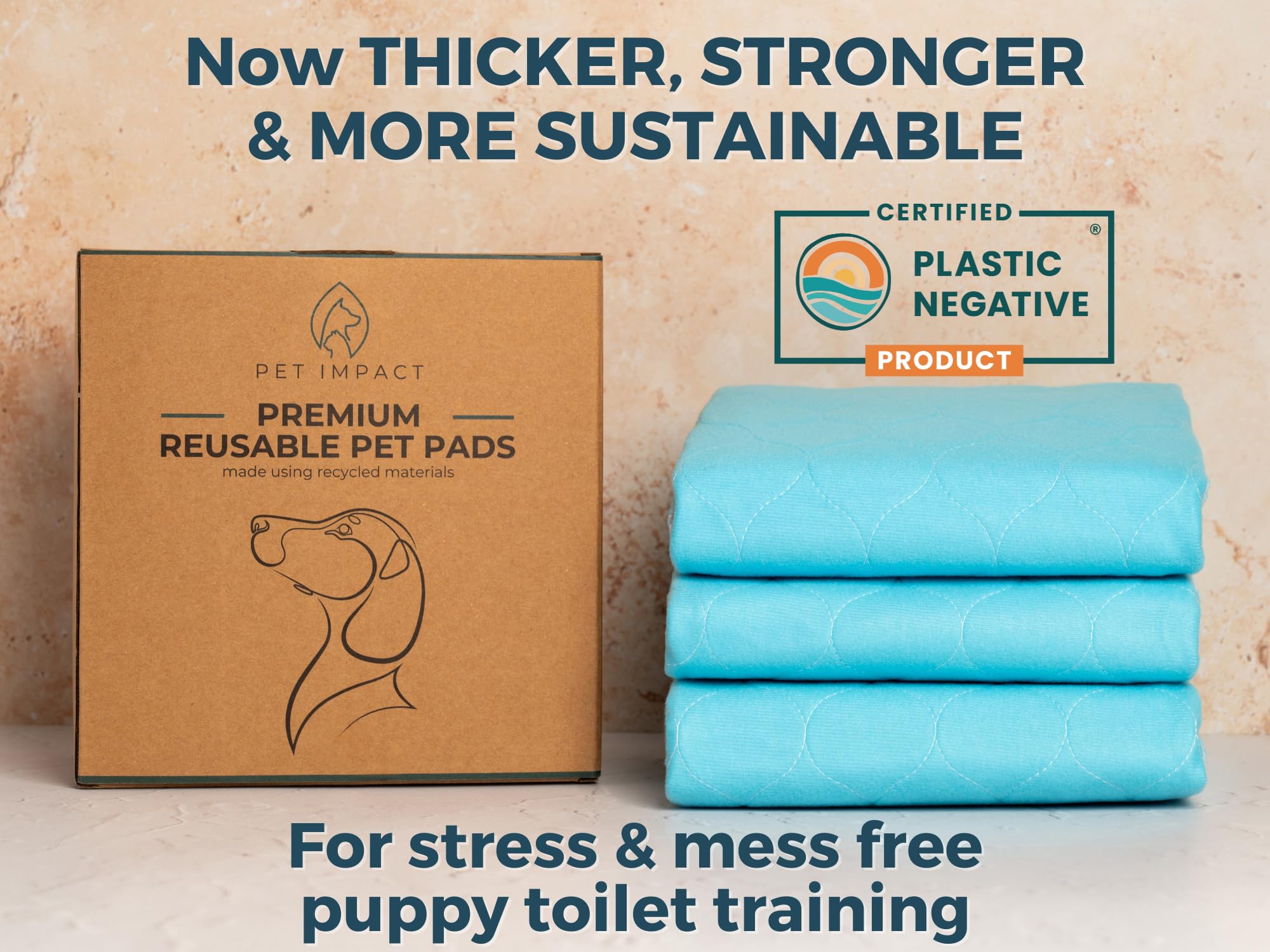 Tapis réutilisables propreté pour chiens PET IMPACT | Tapis d'entraînement, d’Incontinence lavables pour chiots, première qualité | 80x60cm, 3 tapis