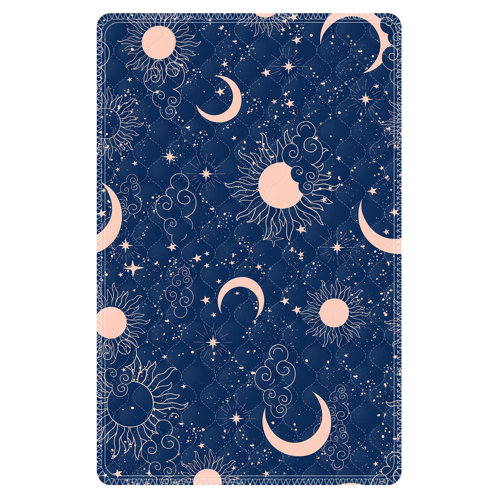 MILDPLUS Almohadillas de cama lavables con estampado gráfico único, protector de colchón impermeable para adultos (34 x 52 pulgadas, azul marino)