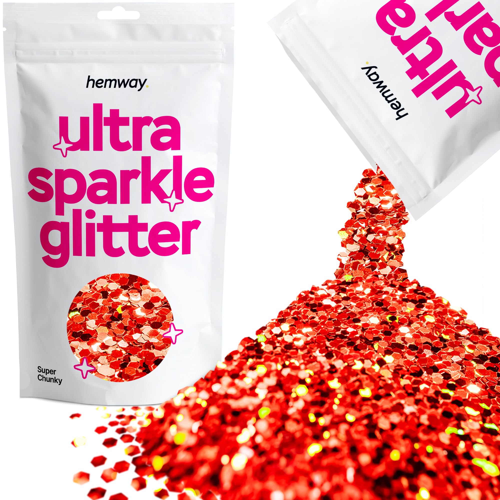 Hemway Ultra Sparkle Glitter Baby Pink Iridescent 100g Fine | Glitter for Arts & Craft, Makeup, Nail Art, Crafting, Card Making, Sparkle Decoration — view 137