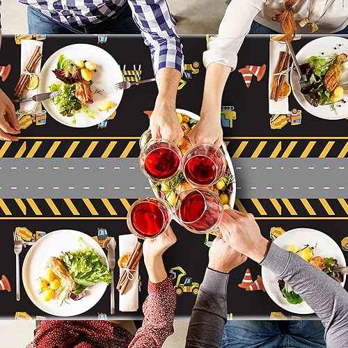 Miniatura 5 de 3 manteles de plástico para fiestas de cumpleaños de construcción para niños de dos años de segundo cumpleaños, suministros de fiesta desechables