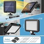 MPJ Outdoor Solar Light, 56 led Solar Light with Motion Sensor, IP65 Waterproof, 120° Lighting Angle, Solar Wall Light for Garden with 16.5 'Cable