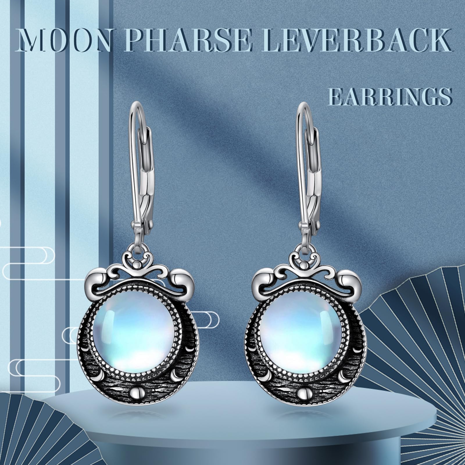 VONALA Pendientes de fase lunar de plata de ley rojo/verde/azul/violeta, pendientes de media luna para mujeres, joyas de luna, regalo para mujeres, adolescentes, niñas, madres, esposas