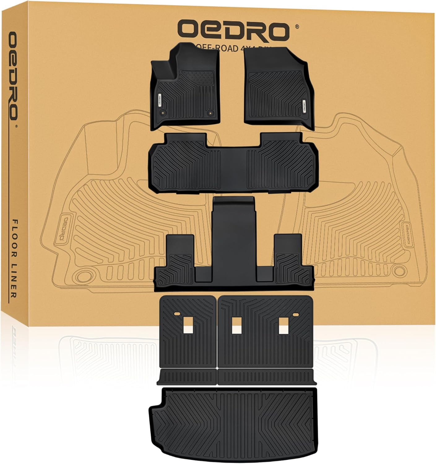OEDRO Floor Mats & Cargo Mat Fit for 2018-2023 & 2024 Limited Chevy Traverse 7 Seats (2nd Row Bucket Seat),TPE All Weather Custom Fit Traverse Trunk Mat Backrest Mats Car Accessories