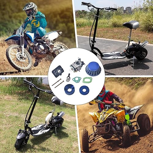 Miniatura 7 de Kit de actualización de carburador de 0.591 in, colector de filtro de aire, tubo de entrada, pila de aleación para 2 tiempos, 33 cc, 43 cc, 47 cc,