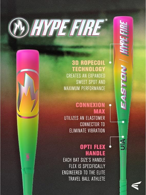 Easton | 2026 | Hype Fire Baseball Bat | USA | -5 / -8 / -10 / -11 Drop | 2 5/8 Barrel | 2 Pc. Composite