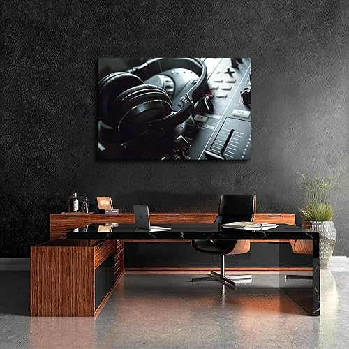 Miniatura 5 de Póster retro de discoteca con auriculares en el escenario, pintura en lienzo con impresión en lienzo para decoración de pared, dormitorio, sala de