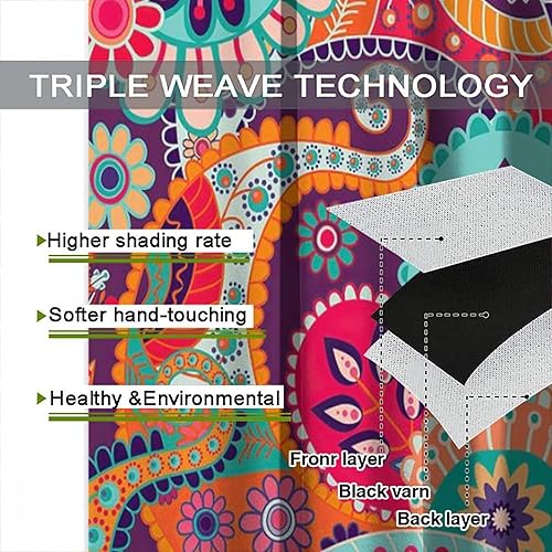 Miniatura 168 de Retro 70s Floral Blackout Window Curtains, Watercolor Flower Plant Rustic Modern Style Pattern Window Drapes, for Bedroom Living Room 42x45in 2