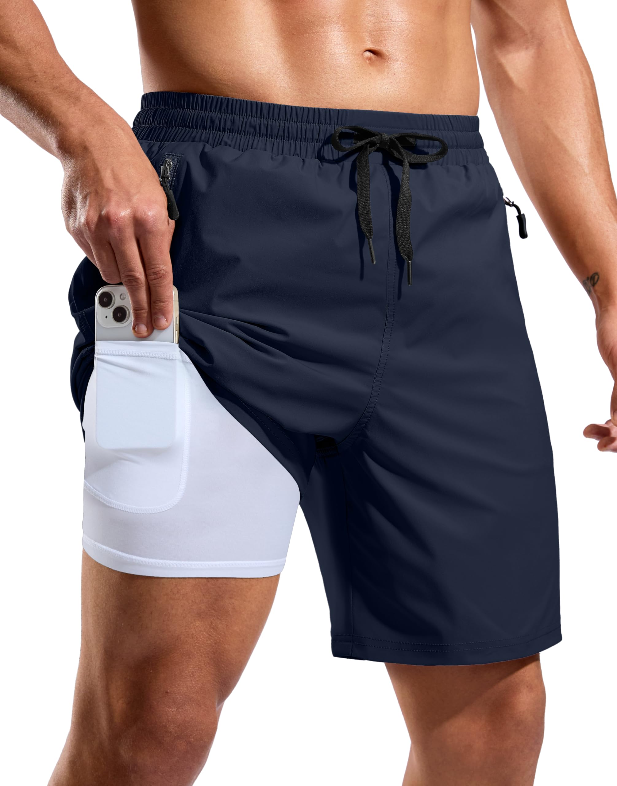 G Gradual Mens Swim Trunks with Compression Liner 7"/9" Board Shorts