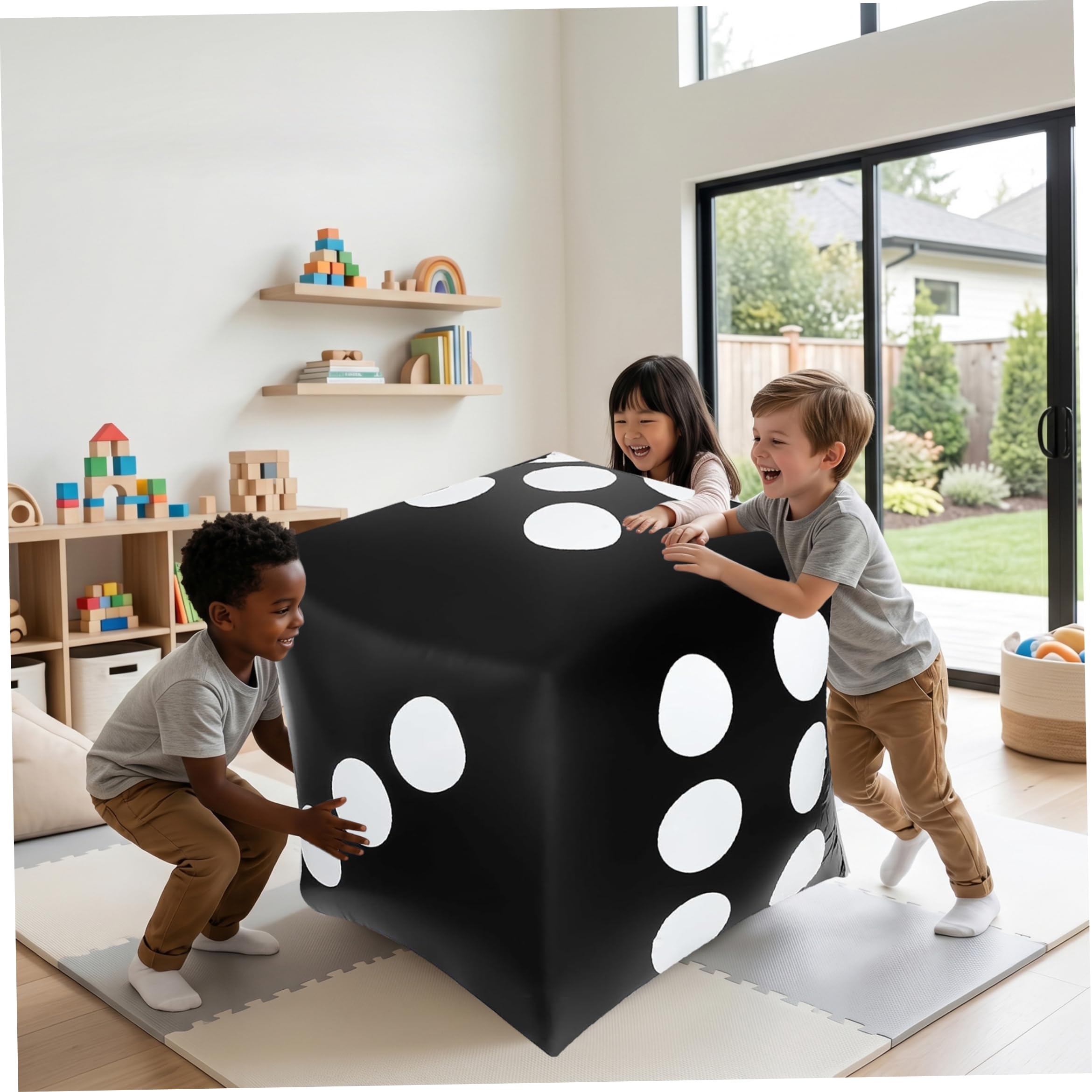 Dadi gonfiabili giganti da 40 pollici, dadi Jumbo da giardino a prova di perdite in PVC per giochi da tavolo per feste in piscina per prato all'aperto al coperto, neri - Gonfiabili