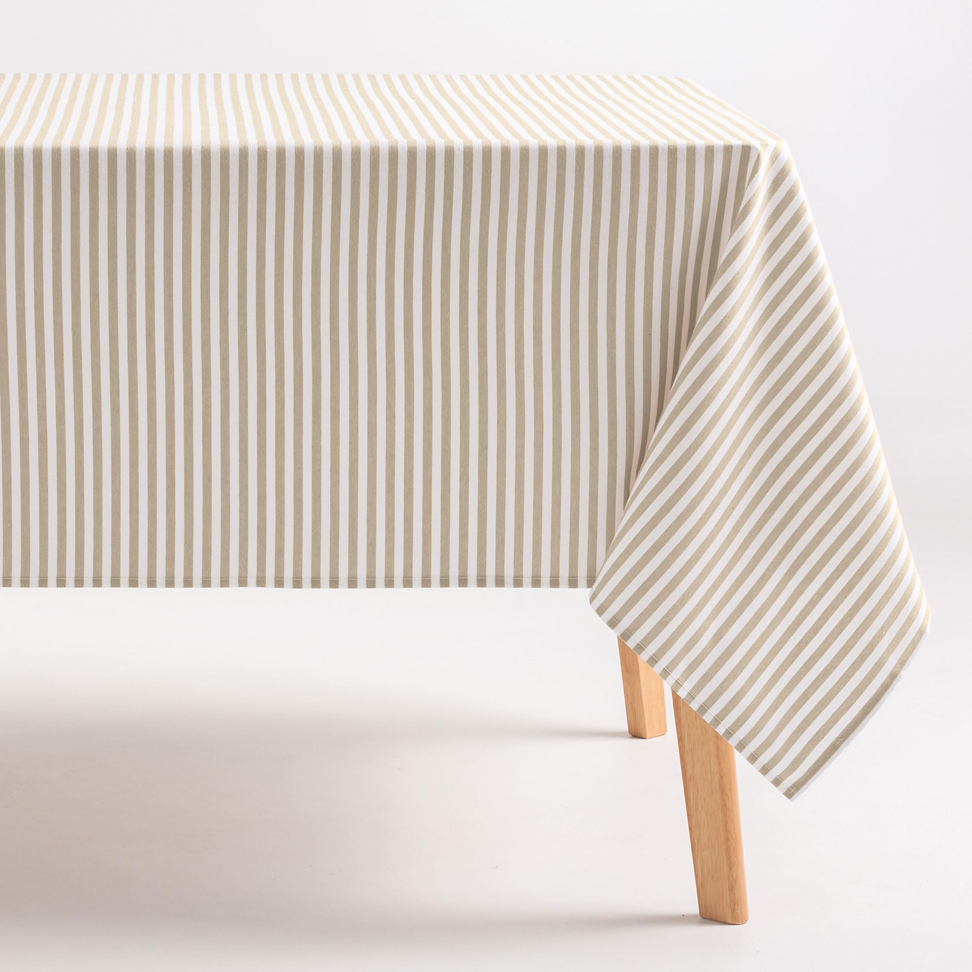 Gamusi Linen Tablecloth Stain Resistant Rectangular Fabric Cotton Waterproof Stripes 160 X 240 Cm