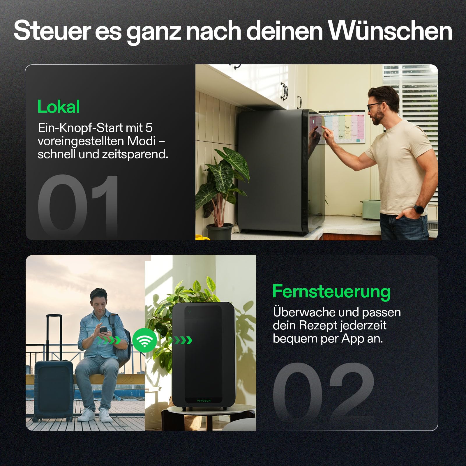 VIVOSUN Smart Post-Harvest Box, Automatischer Trockenschrank mit Temperatur- & Feuchtigkeitskontrolle, Lagerbox mit APP-Steuerung, Individuelle Programme