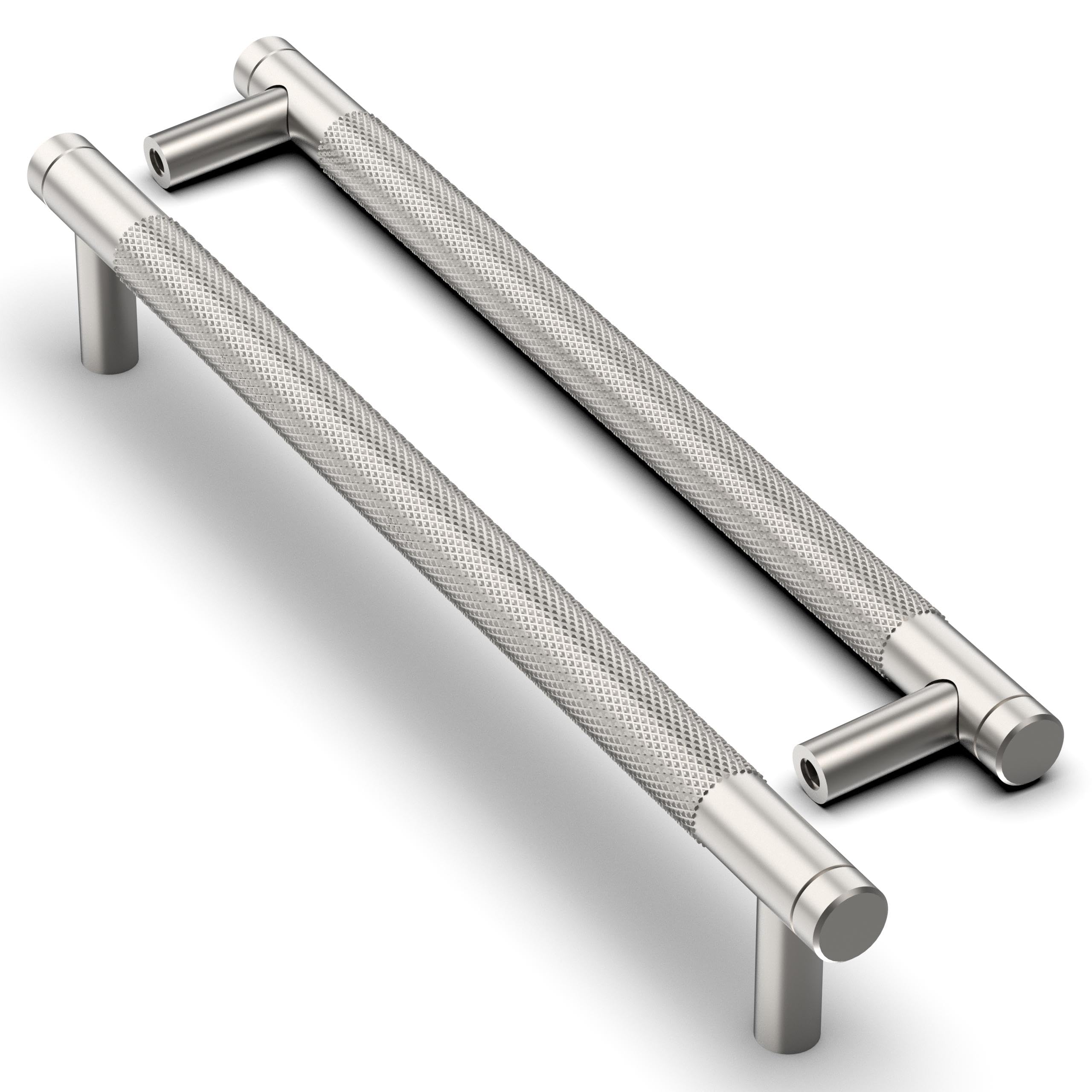 Asimerdeco 10 Pack Brushed Satin Nickel Knurled Cabinet Pulls 7.5 Inch(192mm) Kitchen Cabinet Handles Cabinet Hardware Drawer Pulls