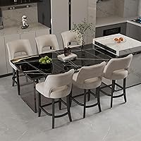 Vista 21 de VKNOW Juego de 2 Taburetes de Bar, Taburetes de Bar Tapizados de Altura de Mostrador, Taburetes Modernos de Mostrador con Patas de Madera para Isla